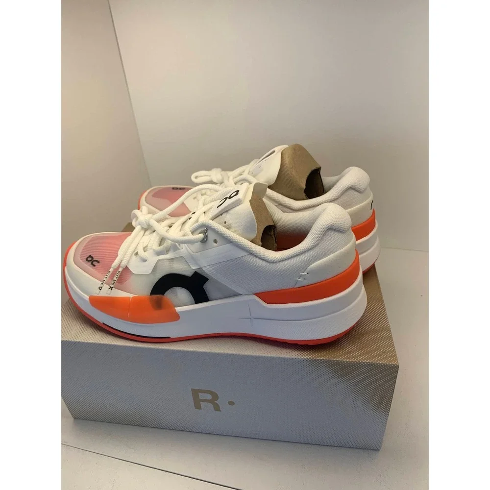 On Running Women's Roger Pro White Pink Orange Tennis Shoes